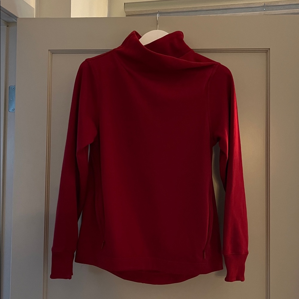 Athleta Cozy Karma Twist Neck Sweatshirt | Clover Berry Red | Fleece Pullover